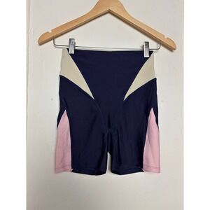 PE Nation Vermont Bike Short Peacoat Navy Pink Colorblock High Rise XS